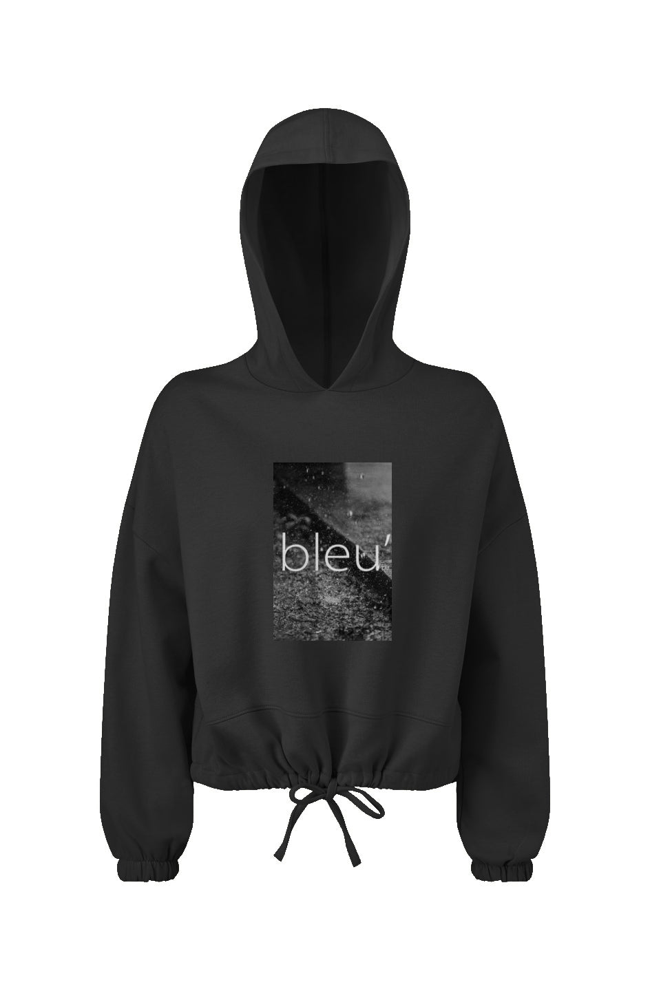 Bleu'-Ladies Cropped Oversize Hooded Sweatshirt