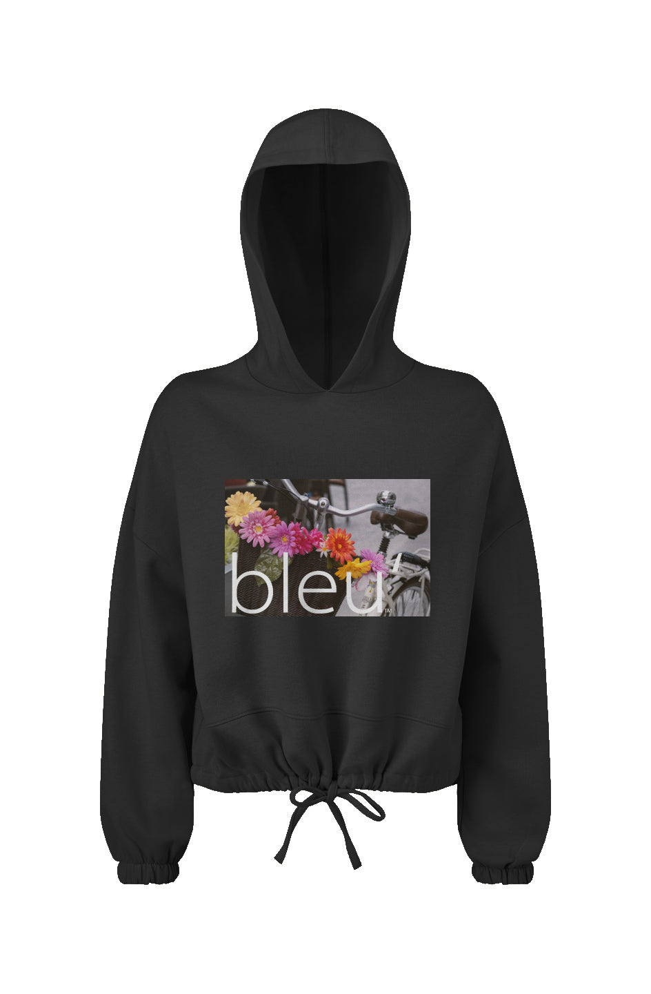 Bleu'-Ladies' Cropped Oversize Hooded Sweatshirt