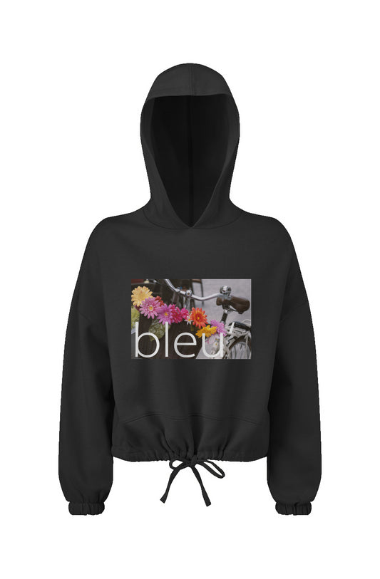 Bleu'-Ladies' Cropped Oversize Hooded Sweatshirt